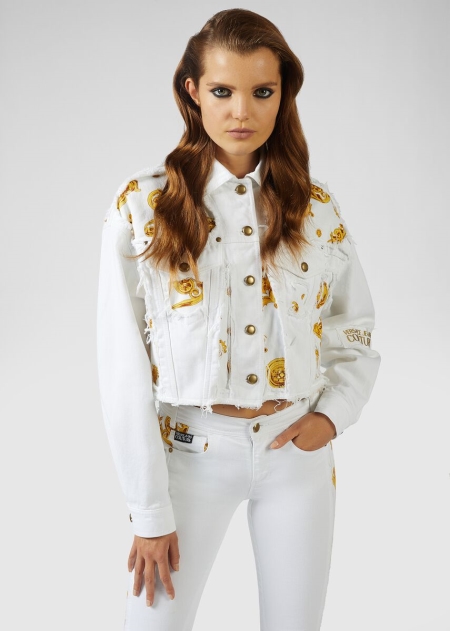 Jacheta Denim Versace Versace Baroque Jewels Insert Dama | RQFSAIY-37